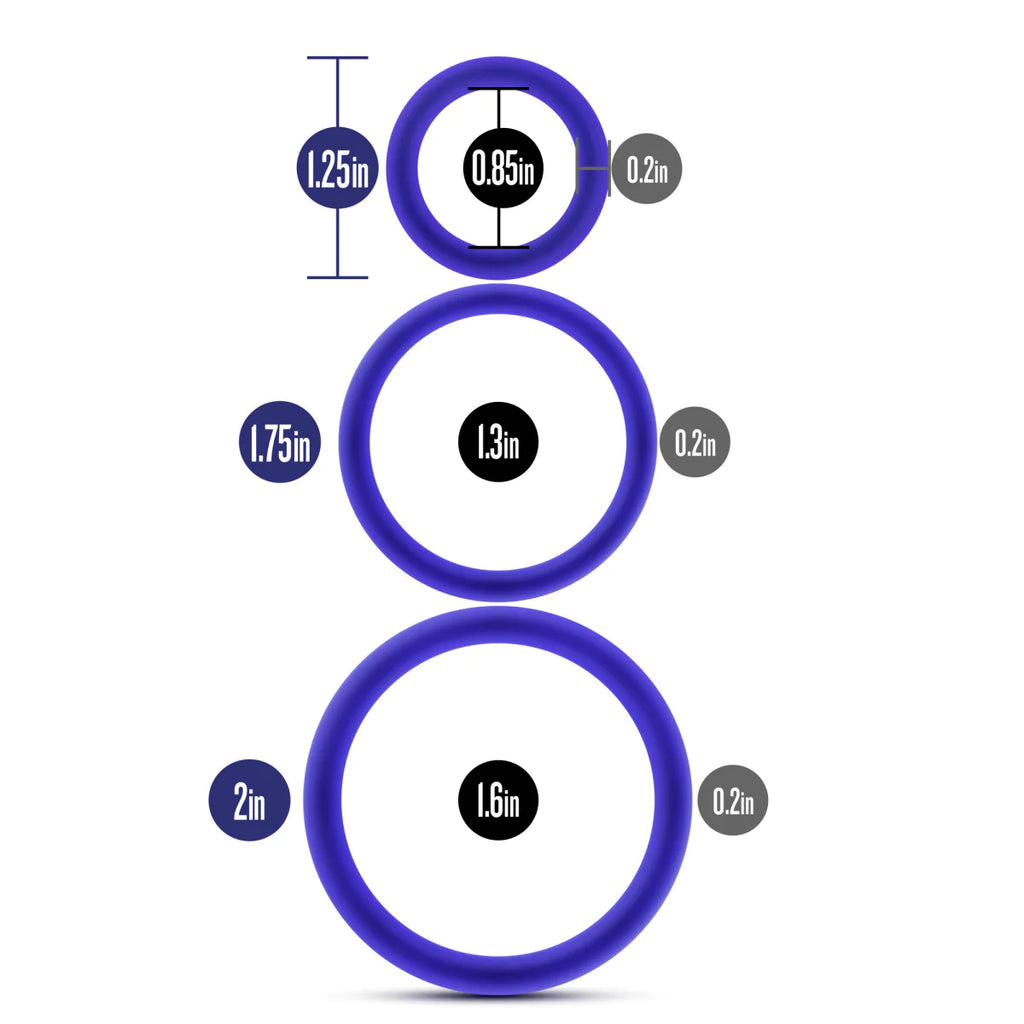 Performance VS4 Indigo Penis Ring Set 3-Sizes