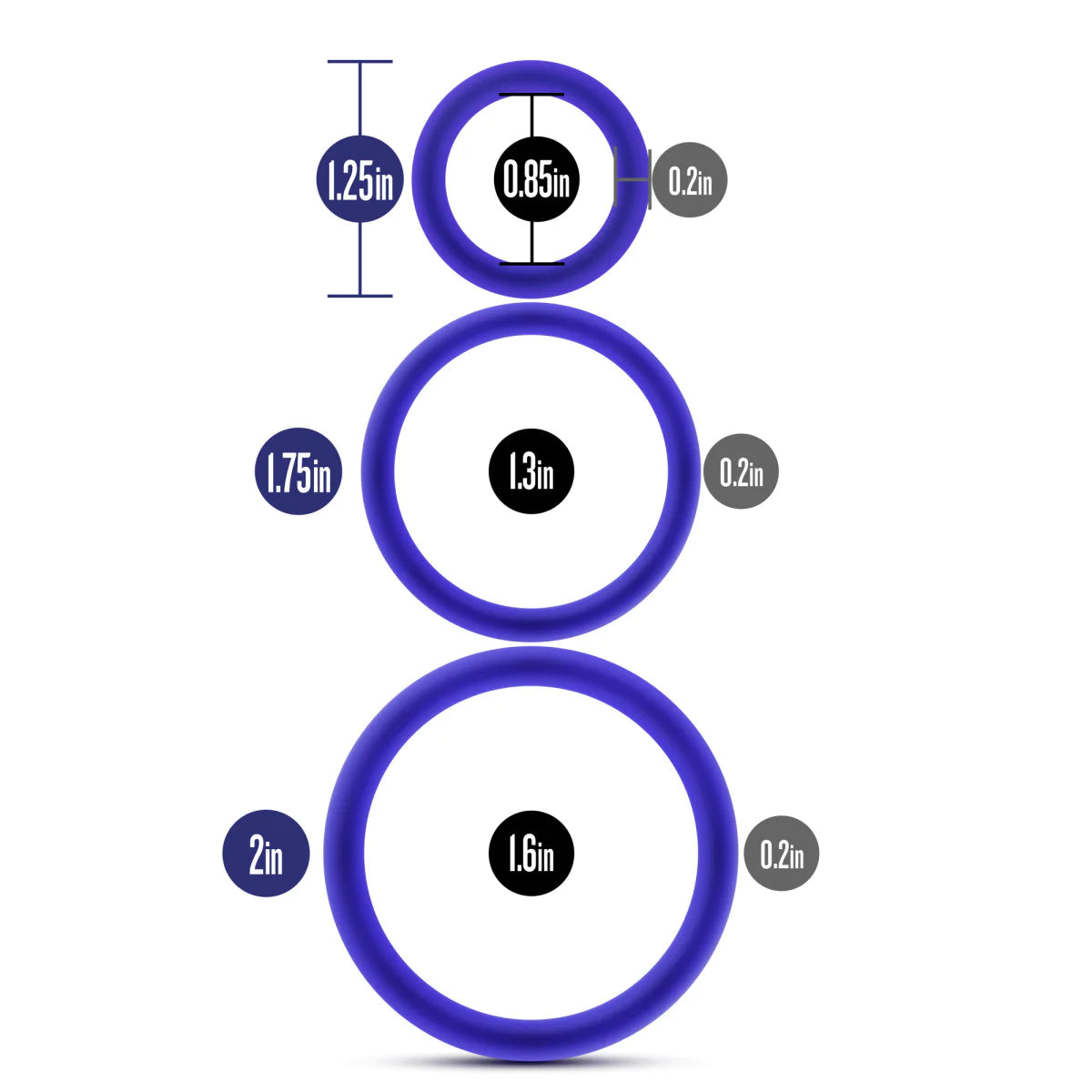 Performance VS4 Indigo Penis Ring Set 3-Sizes