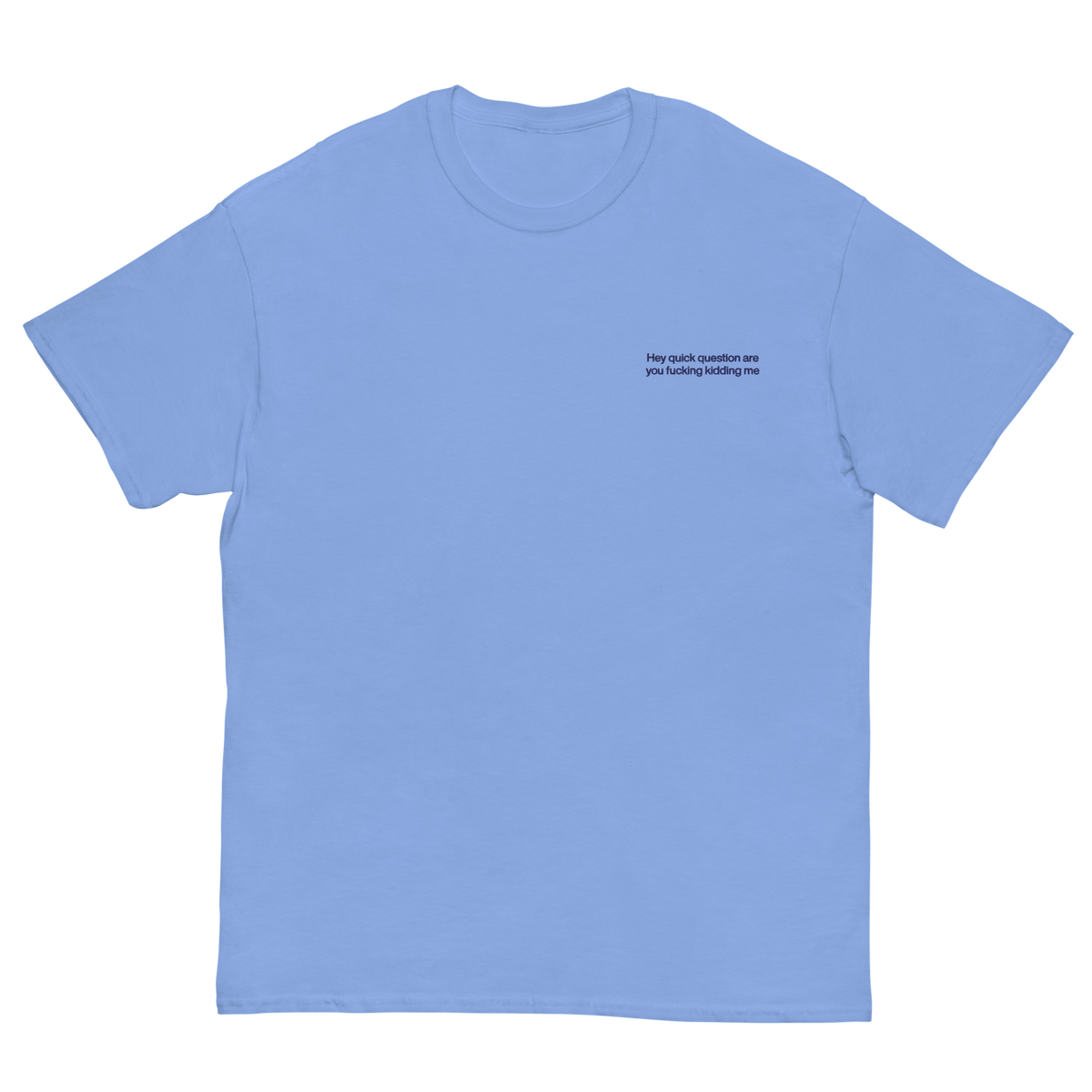 Hey Quick Question Are You Fucking Kidding Me Embroidered T-Shirt