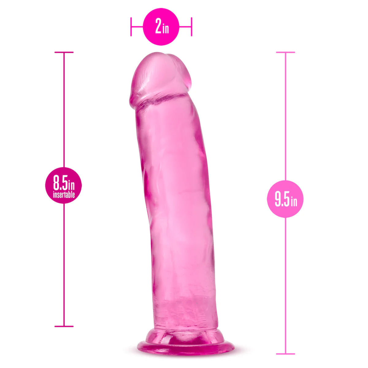 B Yours Plus Thrill N’ Drill Realistic Pink 9.5-Inch Long Dildo