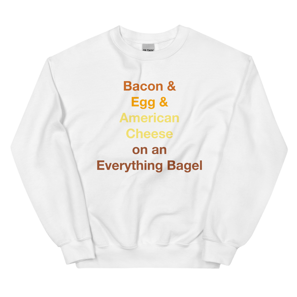 Bacon & Egg & Cheese on an Everything Bagel Sweatshirt - White
