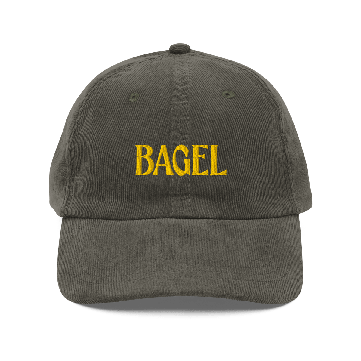 BAGEL Embroidered Corduroy Hat - Olive
