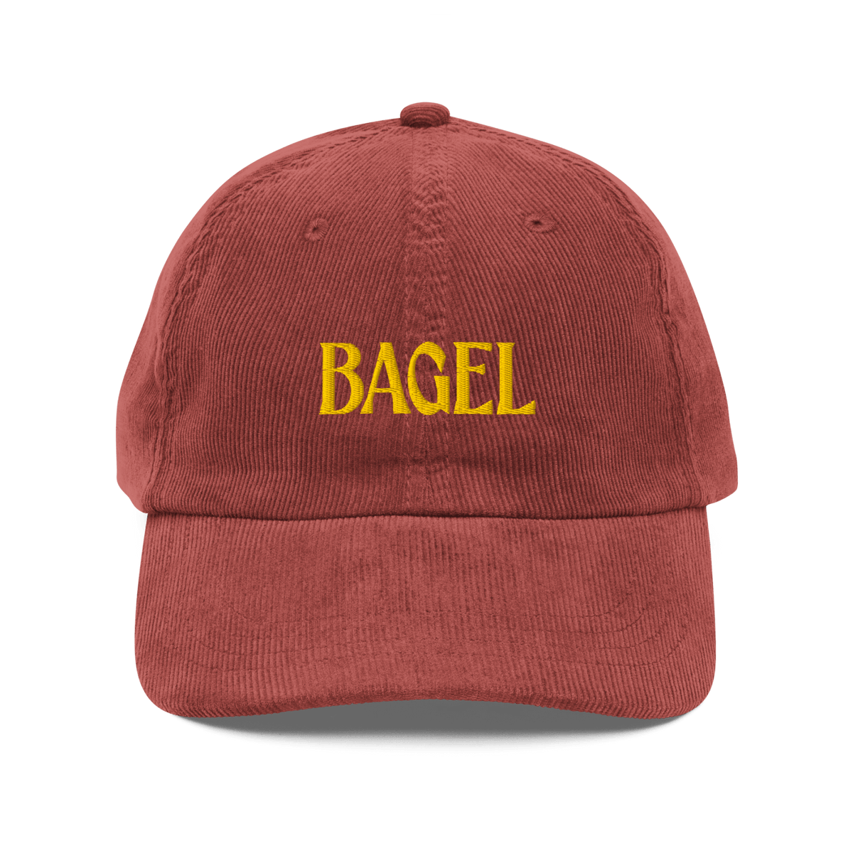 BAGEL Embroidered Corduroy Hat - Burgundy