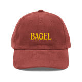 BAGEL Embroidered Corduroy Hat - Burgundy
