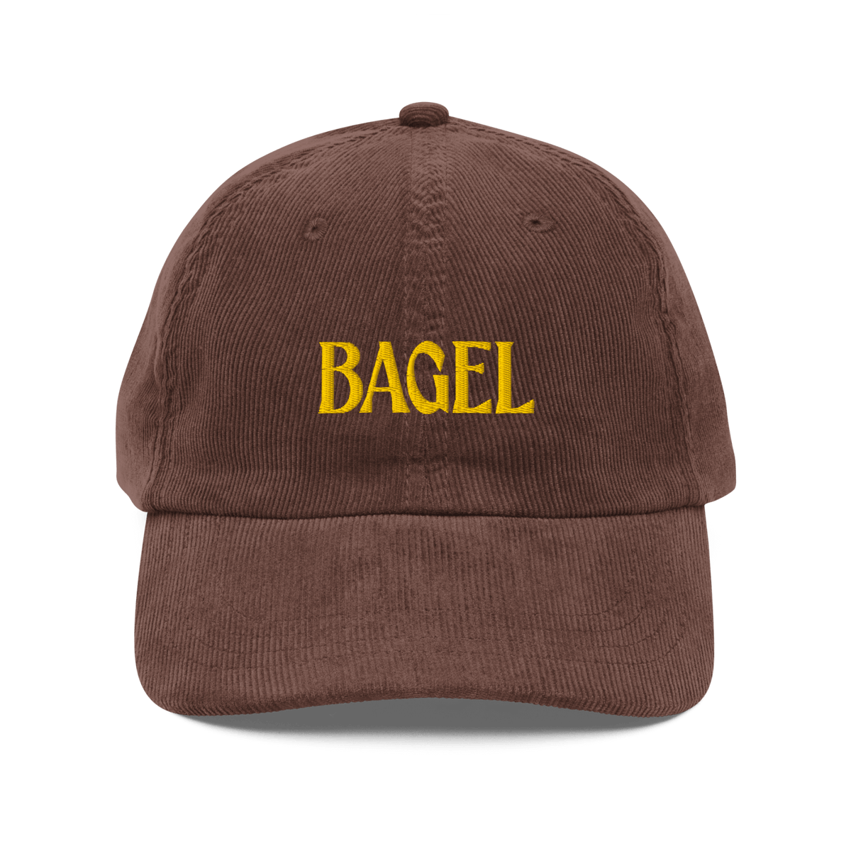 BAGEL Embroidered Corduroy Hat - Brown