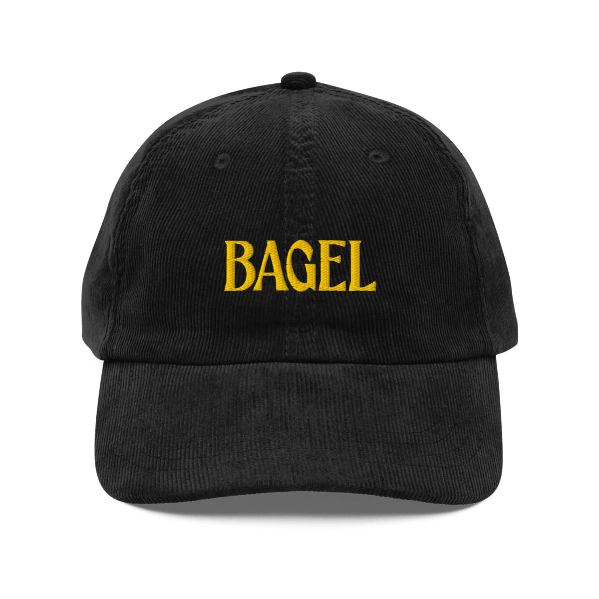 BAGEL Embroidered Corduroy Hat - Black
