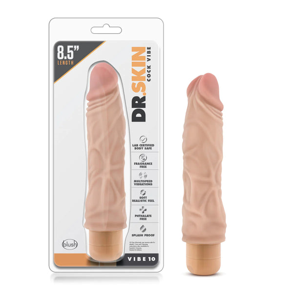 Dr. Skin Cock Vibe 10 Realistic Beige 8.5-Inch Long Vibrating Dildo