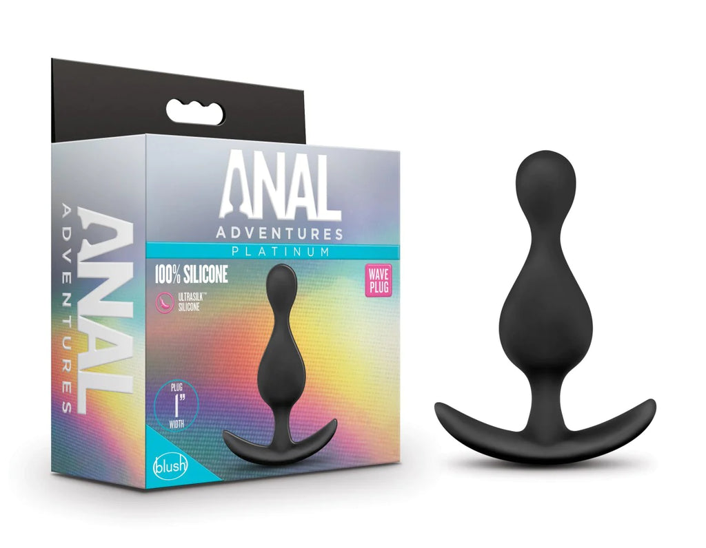 Anal Adventures Platinum Wave Black 4.5-Inch Anal Plug