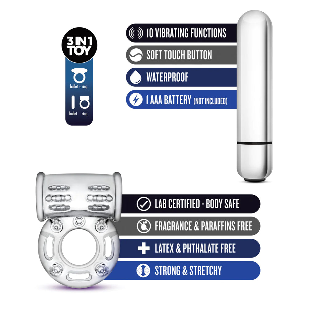 Stay hard bull ring 3-in-1 clear 10-function vibrating penis ring CULTUREEDIT Stay hard bull ring 3-in-1 clear 10-function vibrating penis ring CULTUREEDIT