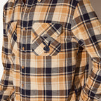 PLAYBOY Men's Tan Flannel Long Sleeve Shirt