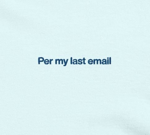 Per My Last Email Embroidered T-Shirt