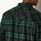 PLAYBOY Men's Green Flannel Long Sleeve Shirt
