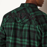 PLAYBOY Men's Green Flannel Long Sleeve Shirt