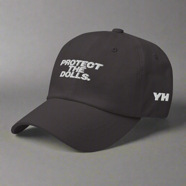 Protect the Dolls Dad Hat by YES HOMO in Dark Grey