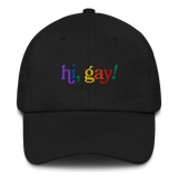 Hi, Gay! Embroidered Hat - Black