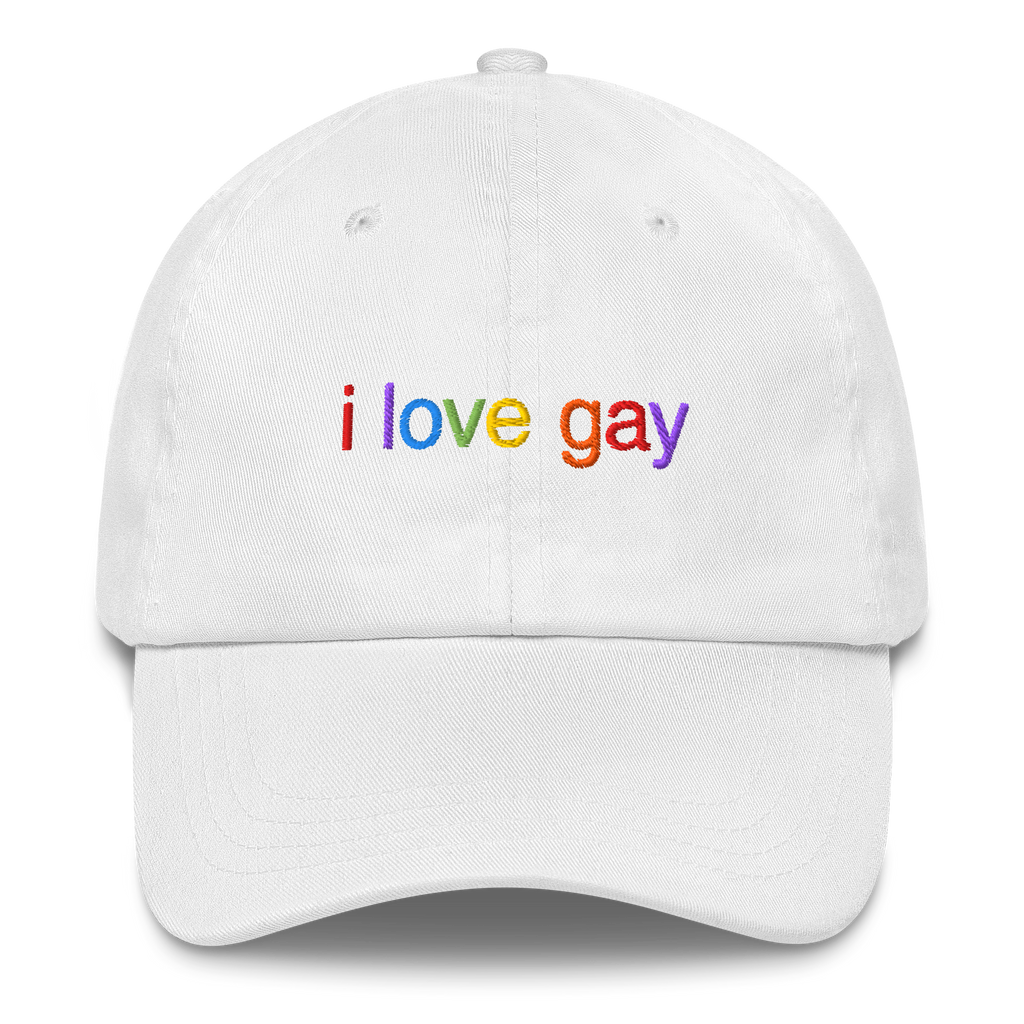 I Love Gay Embroidered Hat - White