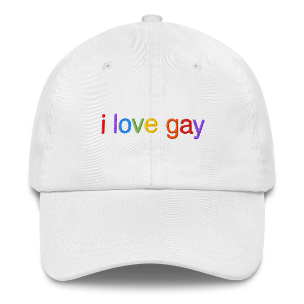 I Love Gay Embroidered Hat - White