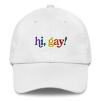 Hi, Gay! Embroidered Hat - White