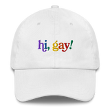 Hi, Gay! Embroidered Hat - White
