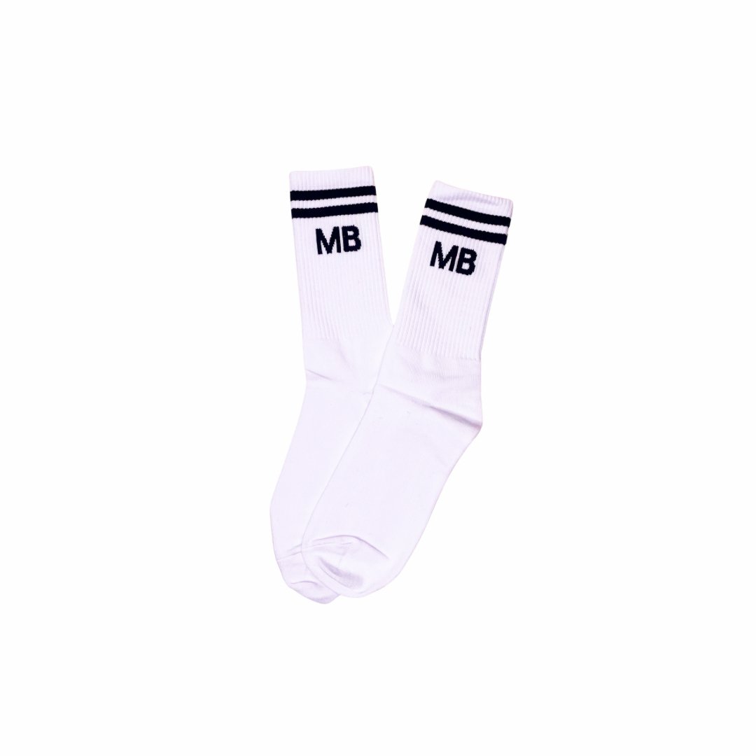 Classic White and Black Stripe Athleisure Unisex Crew Socks