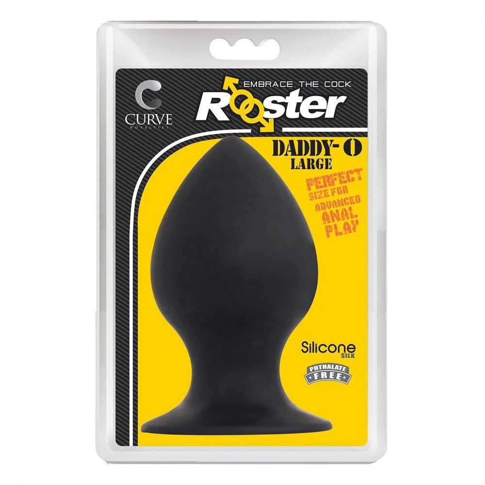 Rooster Daddy-O Black Silicone Anal Plug - Large