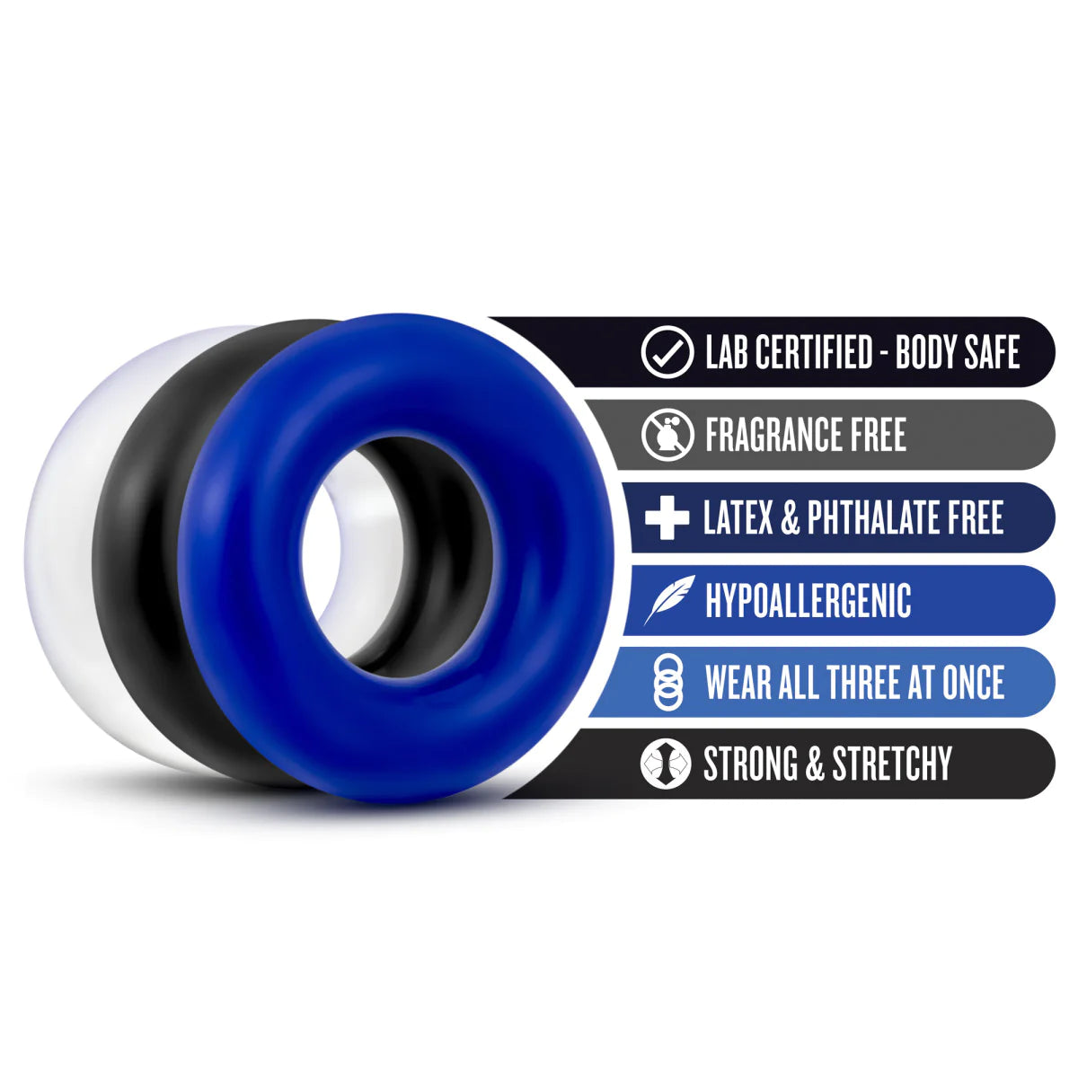 Stay Hard Assorted Colors Donut Penis Rings 3-Pack