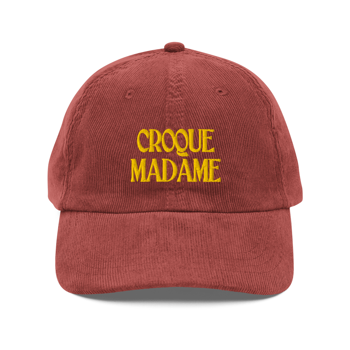 Croque Madame Embroidered Corduroy Hat Burgundy - Polychrome Goods