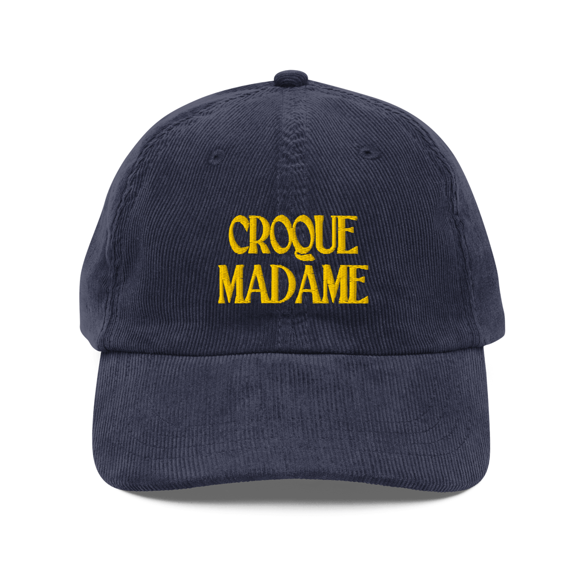 Croque Madame Embroidered Corduroy Hat Navy - Polychrome Goods