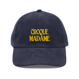 Croque Madame Embroidered Corduroy Hat Navy - Polychrome Goods