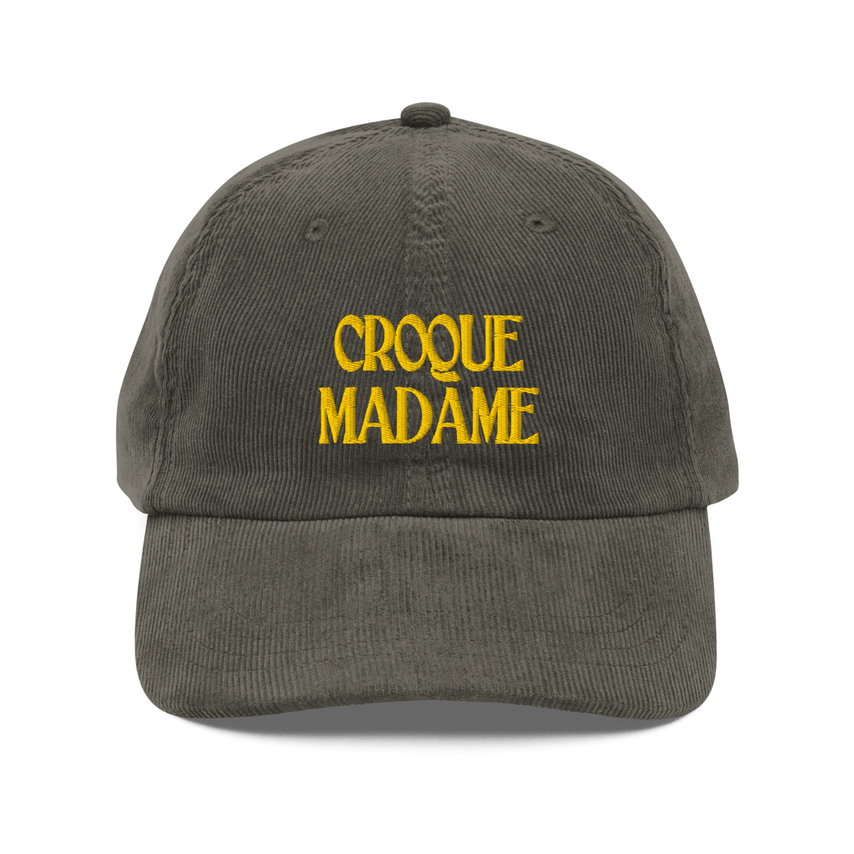 Croque Madame Embroidered Corduroy Hat Olive - Polychrome Goods