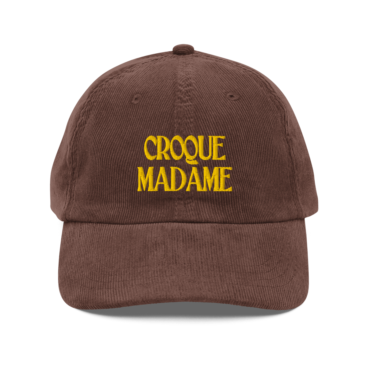 Croque Madame Embroidered Corduroy Hat Brown - Polychrome Goods