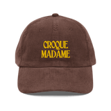 Croque Madame Embroidered Corduroy Hat Brown - Polychrome Goods