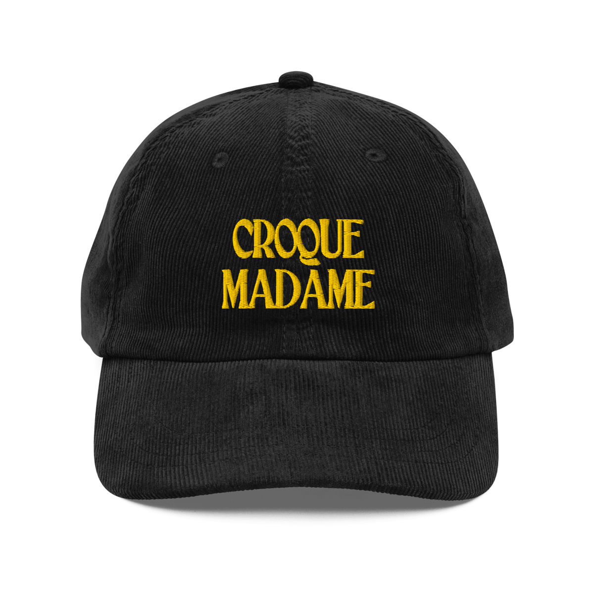 Croque Madame Embroidered Corduroy Hat Black - Polychrome Goods