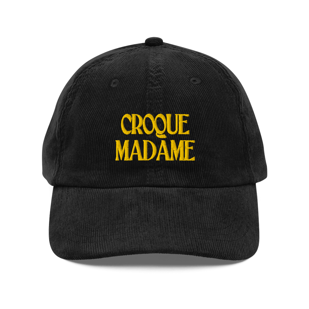 Croque Madame Embroidered Corduroy Hat Black - Polychrome Goods