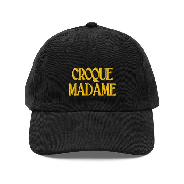 Croque Madame Embroidered Corduroy Hat Black - Polychrome Goods