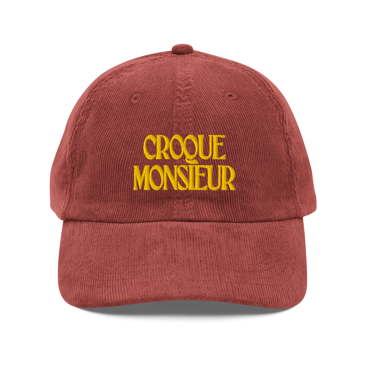 Croque Monsieur Embroidered Corduroy Hat Burgundy - Polychrome Goods