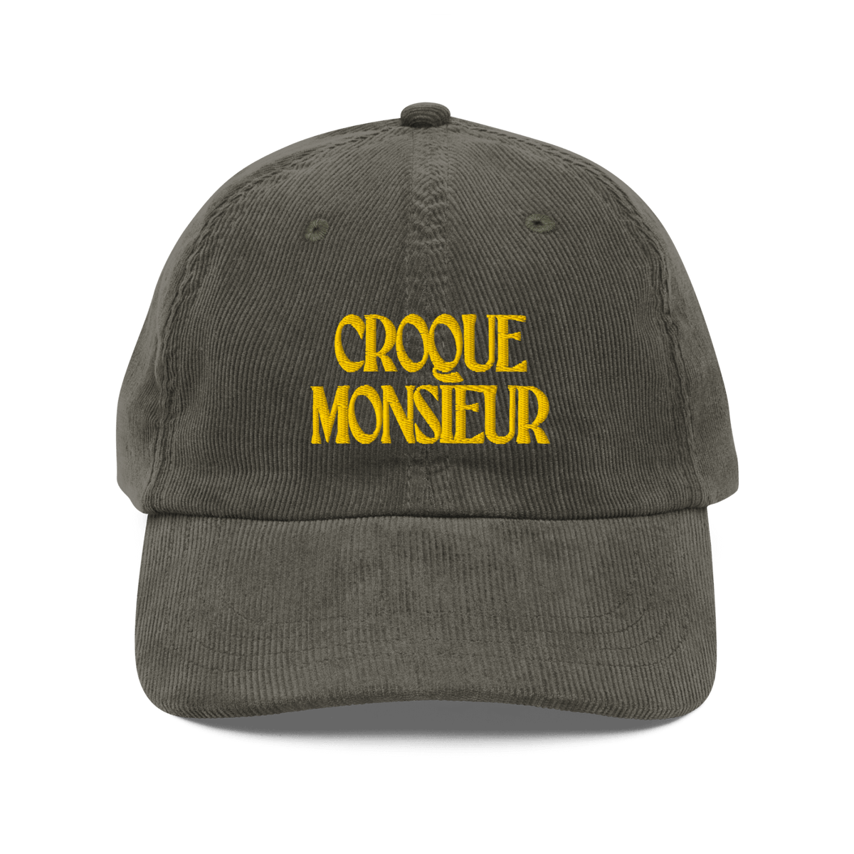 Croque Monsieur Embroidered Corduroy Hat Olive - Polychrome Goods