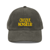 Croque Monsieur Embroidered Corduroy Hat Olive - Polychrome Goods