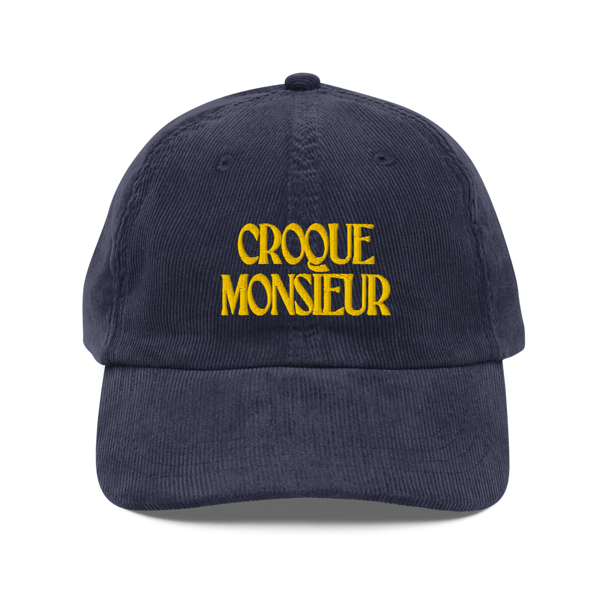 Croque Monsieur Embroidered Corduroy Hat Navy - Polychrome Goods