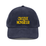Croque Monsieur Embroidered Corduroy Hat Navy - Polychrome Goods