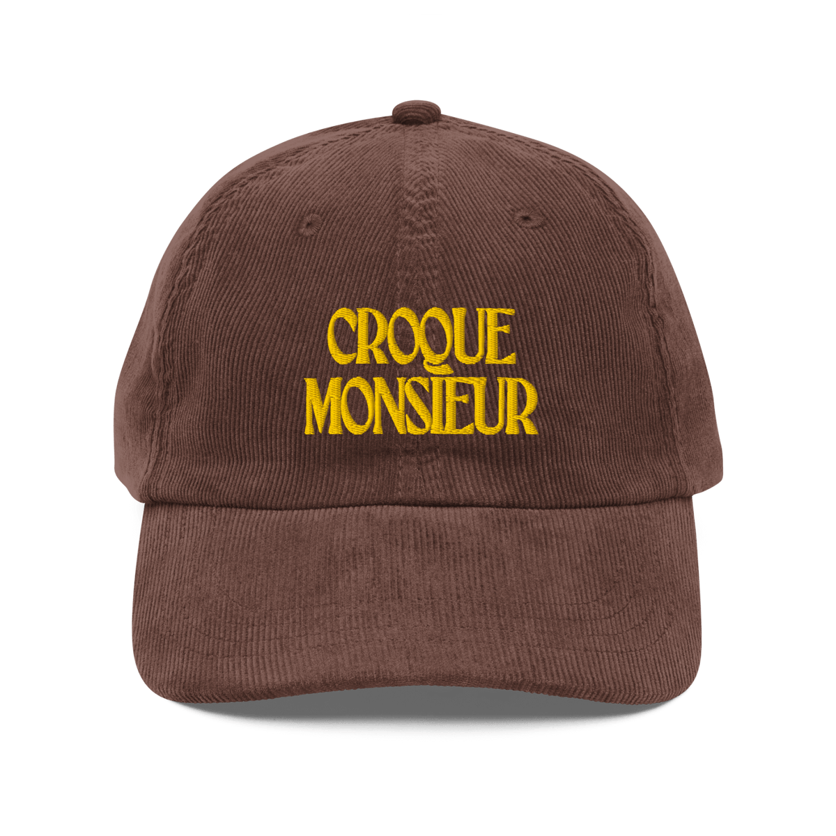 Croque Monsieur Embroidered Corduroy Hat Brown - Polychrome Goods