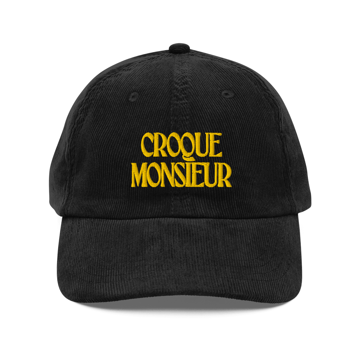Croque Monsieur Embroidered Corduroy Hat Black - Polychrome Goods