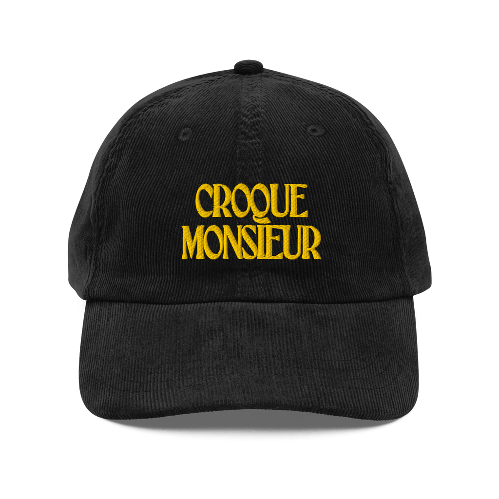 Croque Monsieur Embroidered Corduroy Hat Black - Polychrome Goods