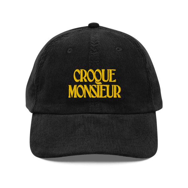 Croque Monsieur Embroidered Corduroy Hat Black - Polychrome Goods