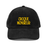 Croque Monsieur Embroidered Corduroy Hat Black - Polychrome Goods
