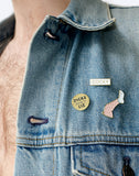 Cocky enamel pin by Dicks Don't Lie in White