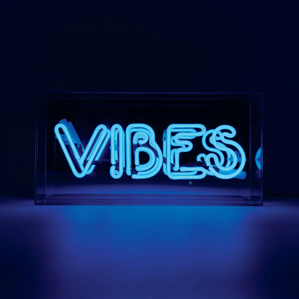 'vibes' Glass Neon Box Sign