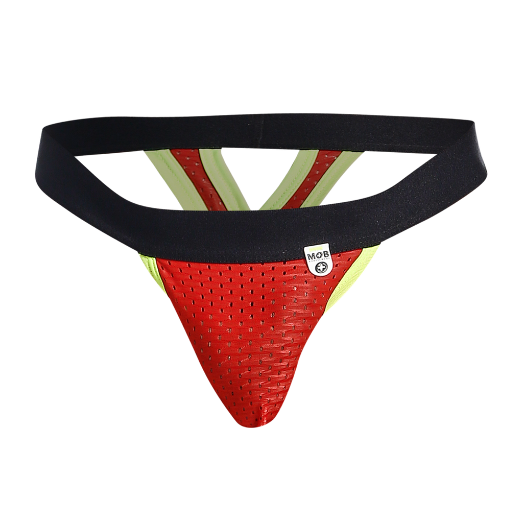 MOB Mesh Y Thong - Black Red