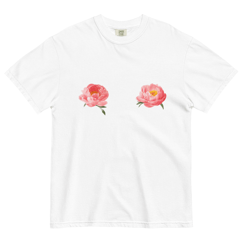 Pink Peony Flower Tits T-Shirt