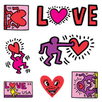 Love by Keith Haring - Sheet of 7 Kiss-Cut Stickers (Holidays)